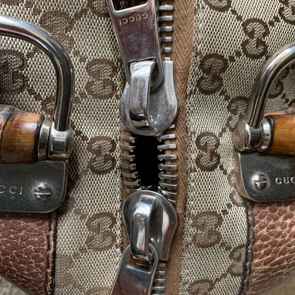 Gucci Beige and Brown Vintage Canvas Bamboo Bar women’s Handbag - Picture 4 of 16